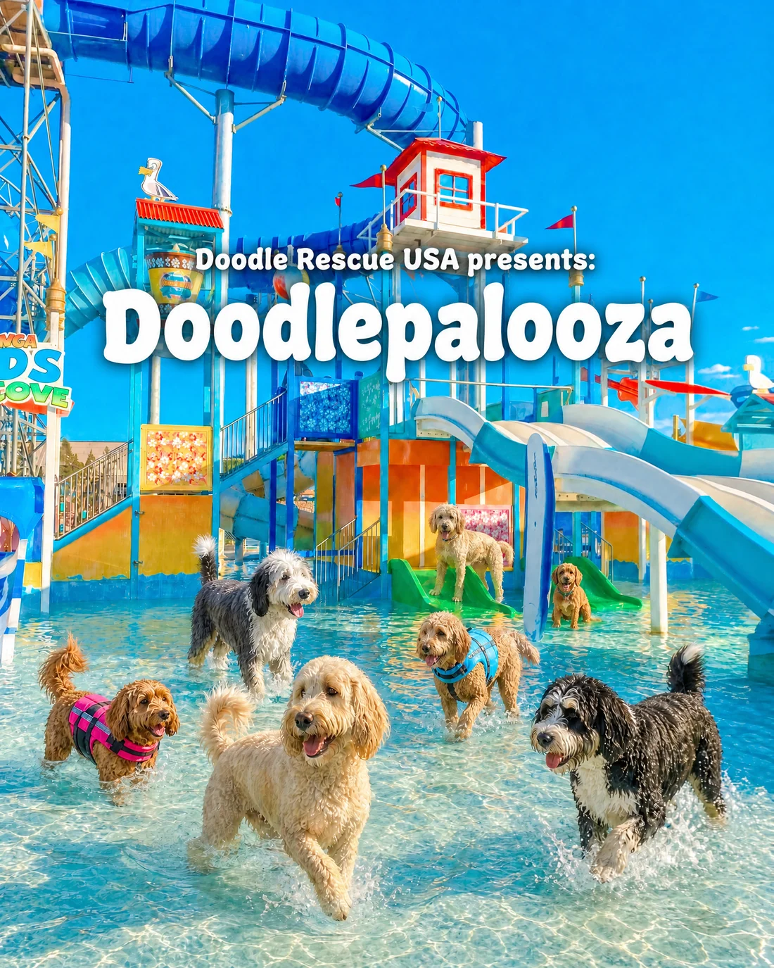 Doodlepalooza poster — doodles at the waterpark